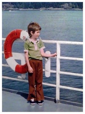 Here's me enjoying summer long, long ago on a ferry trip to Victoria - photo by my dad.