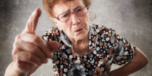 Photo of an older lady wagging her finger