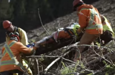 Image from WorkSafeBC video: Every Minute Counts: Emergency Response Planning in Forestry