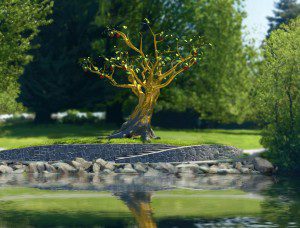 Image of "The Golden Tree" used with permission of artist Dean Lauzé who created it in memory of three farm workers who died in Abbotsford.