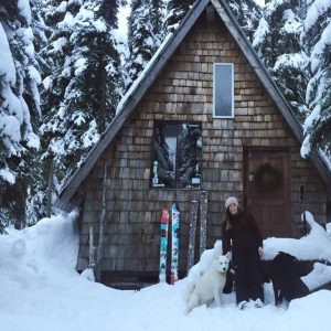 Ski patroller / paramedic Megan Frawley with cute dogs.